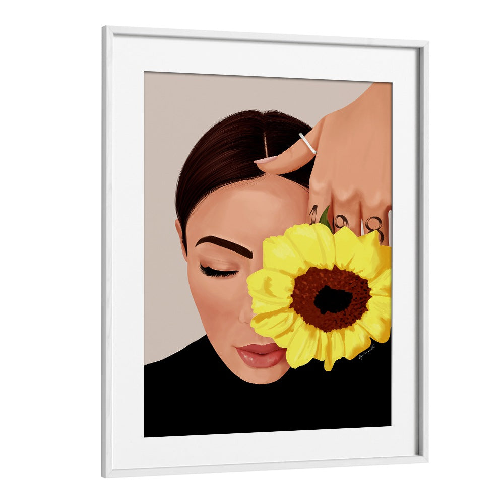 Bloom Portraits And Figurative Illustrations in White Frame With Mount