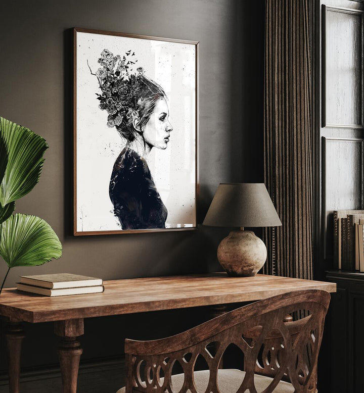 Blooming Girl By Balazs Solti Art Prints in Dark Wood Plain Frame