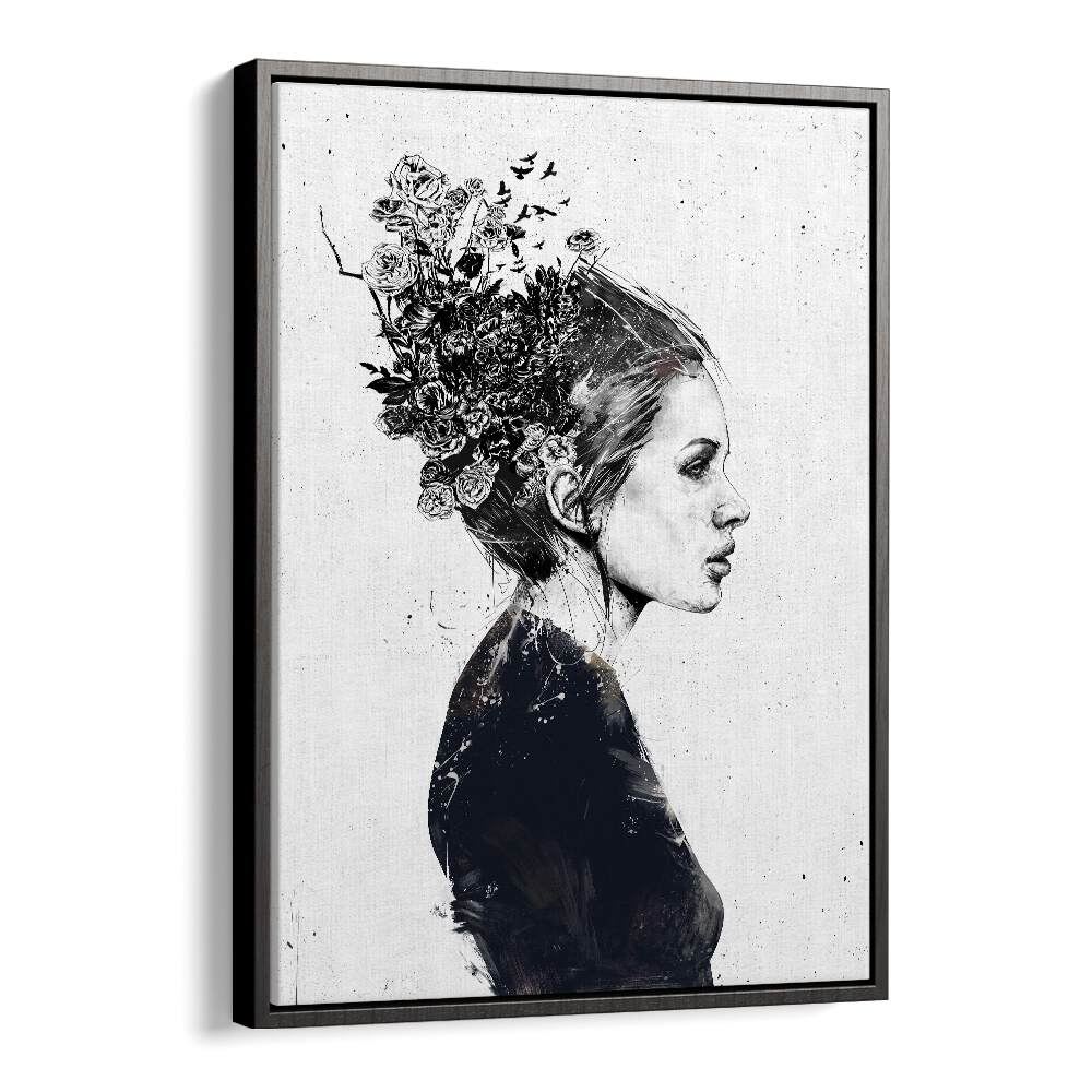 Blooming Girl By Balazs Solti Art Prints in Black Floater Frame