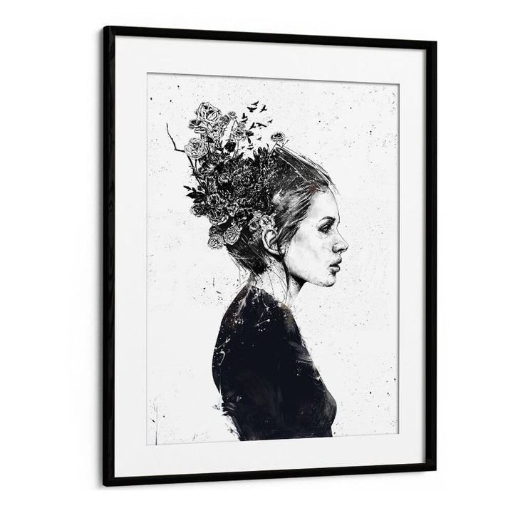 Blooming Girl By Balazs Solti Art Prints in Black Frame With Mount