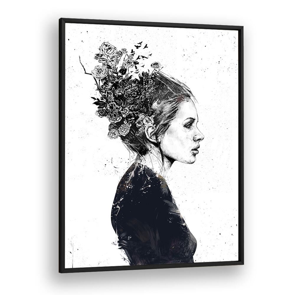 Blooming Girl By Balazs Solti Art Prints in Black Plain Frame