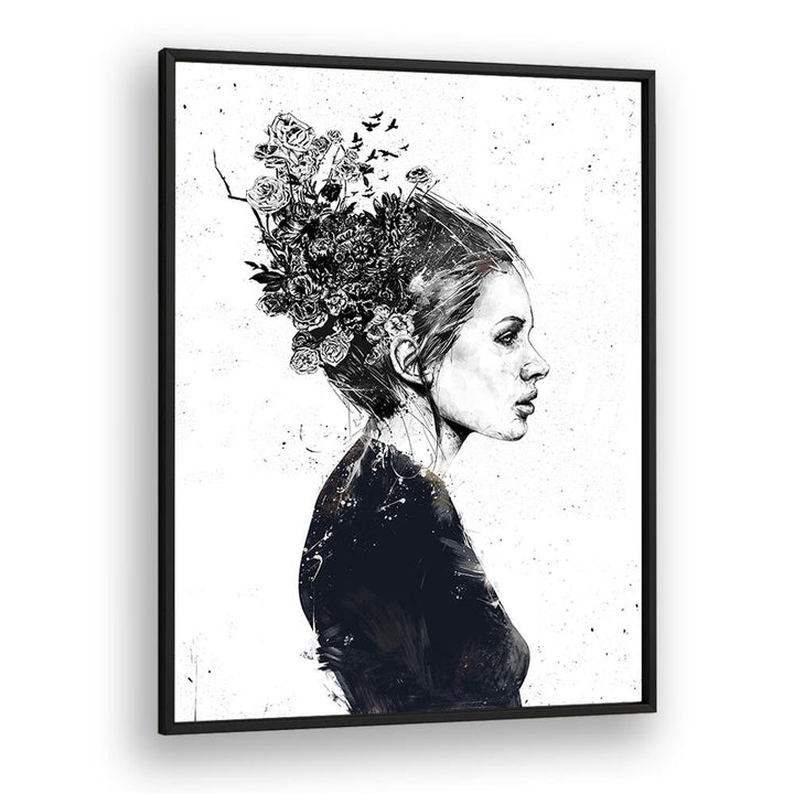 Blooming Girl By Balazs Solti Art Prints in Black Plain Frame