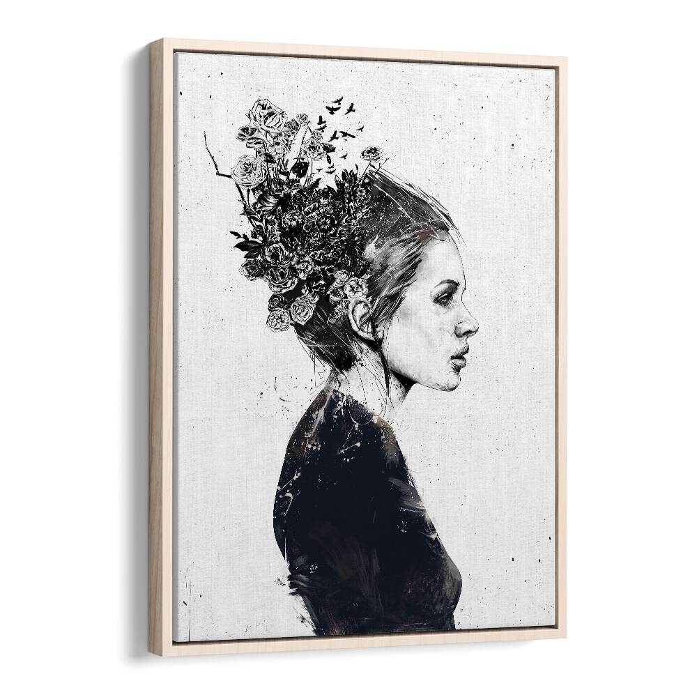 Blooming Girl By Balazs Solti Art Prints in Oak Wood Floater Frame