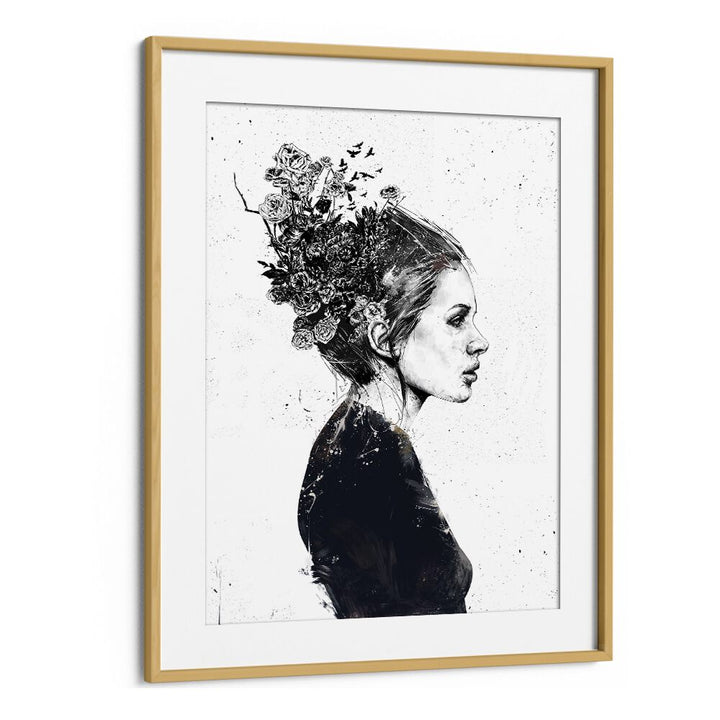 Blooming Girl By Balazs Solti Art Prints in Oak Wood Frame With Mount