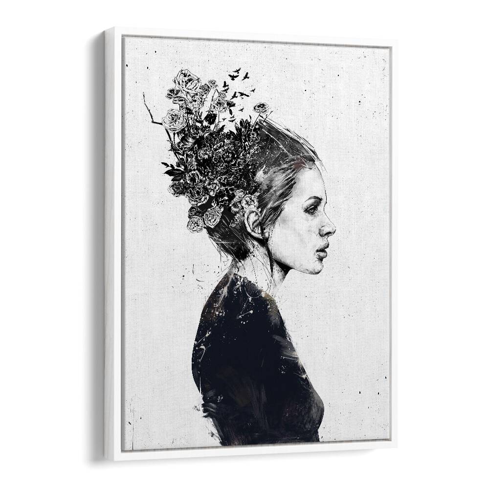 Blooming Girl By Balazs Solti Art Prints in White Floater Frame