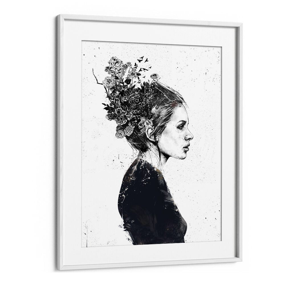 Blooming Girl By Balazs Solti Art Prints in White Frame With Mount