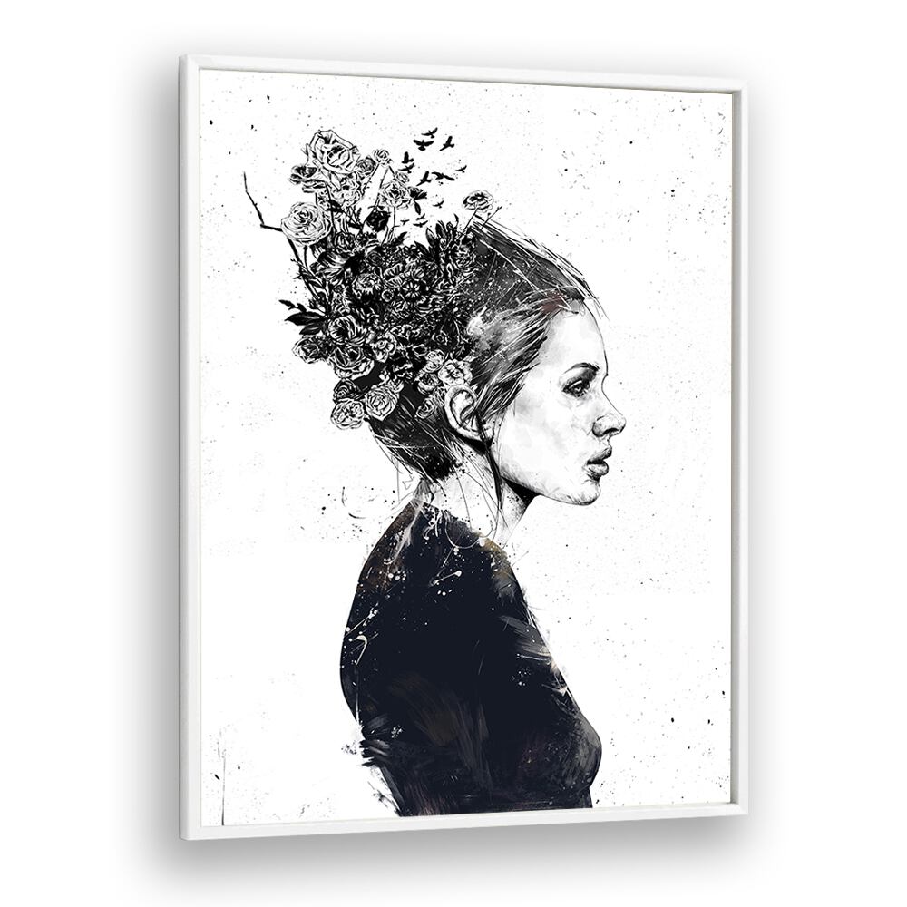 Blooming Girl By Balazs Solti Art Prints in White Plain Frame