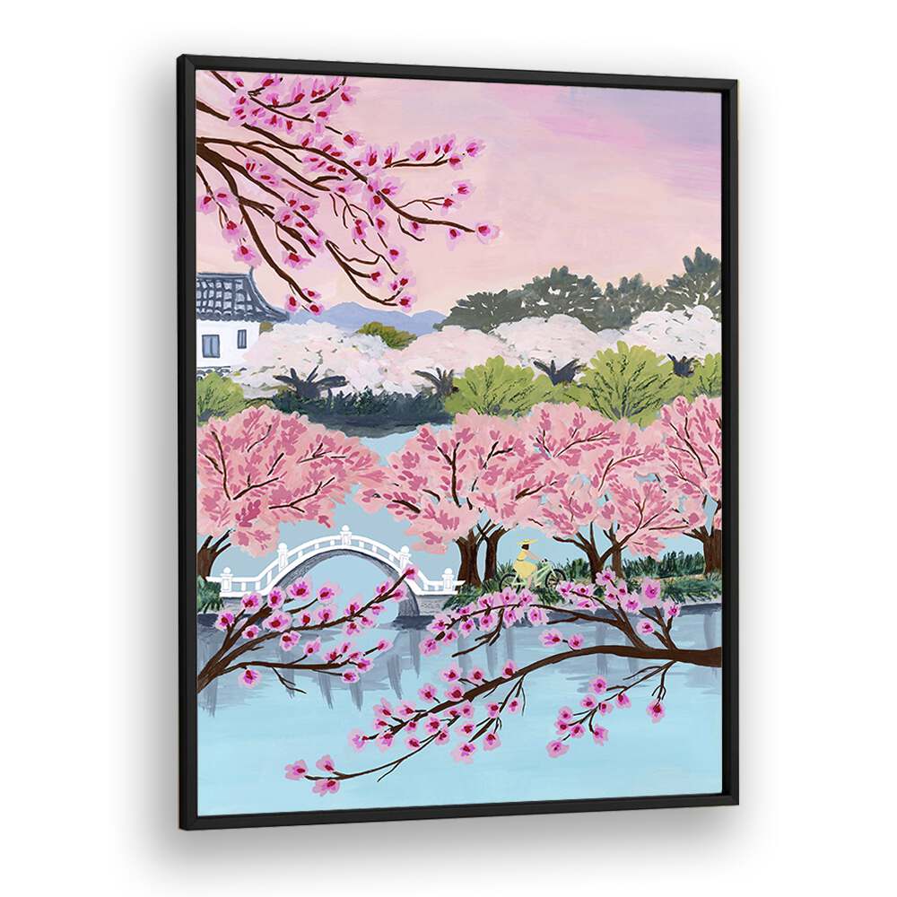 Blossom Ride By Sarah Gesek Landscape Art Prints in Black Plain Frame