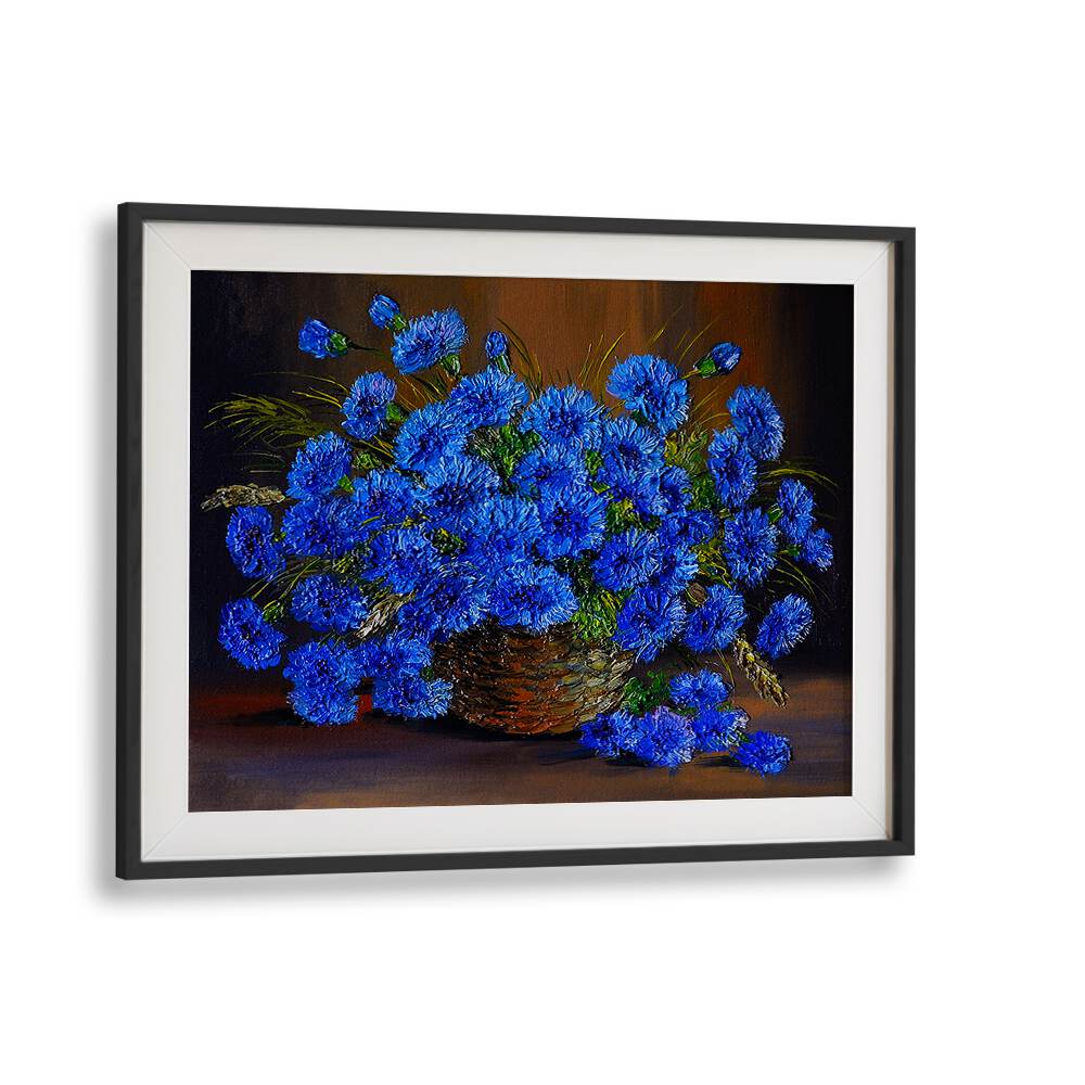 Blue Blanket Vintage European Paintings in Black Frame With Mount