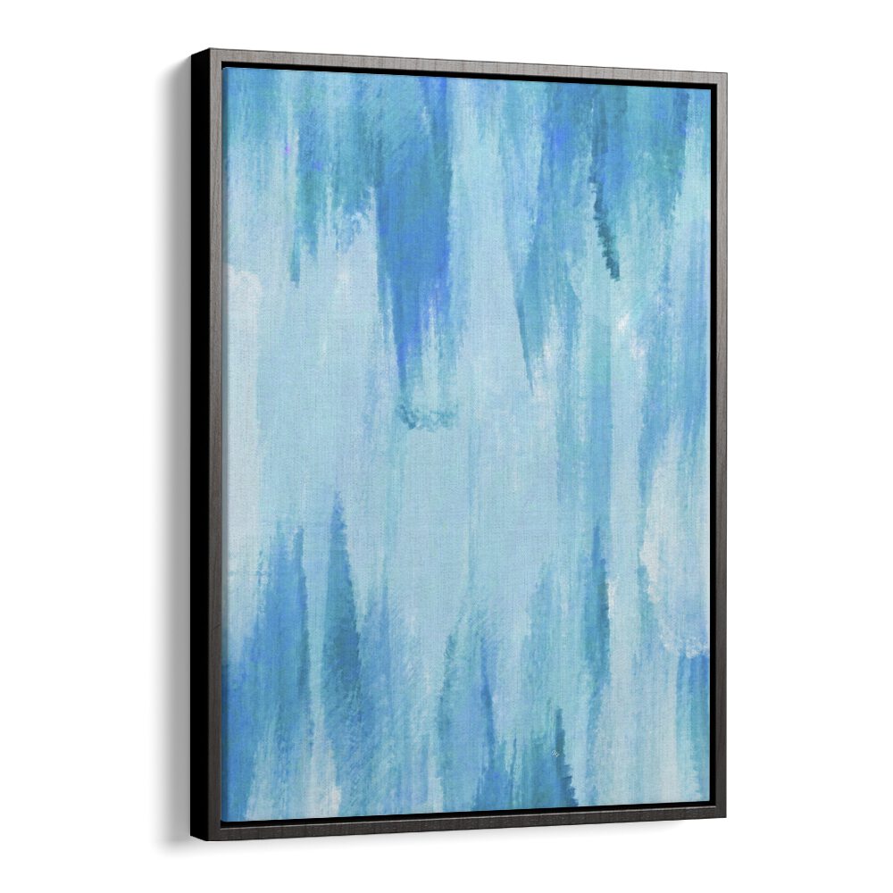 Blue Cave by Martina Abstract Paintings in Black Floater Frame