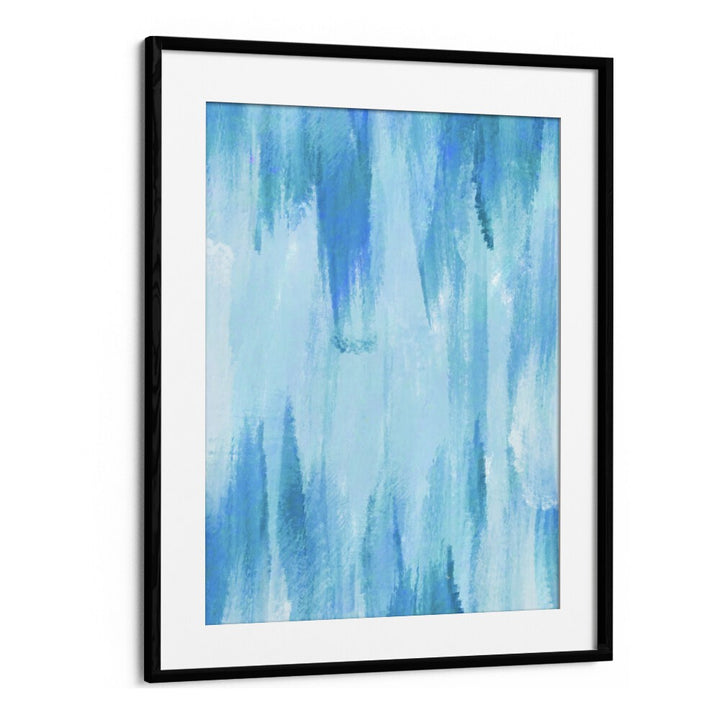 Blue Cave by Martina Abstract Paintings in Black Frame With Mount