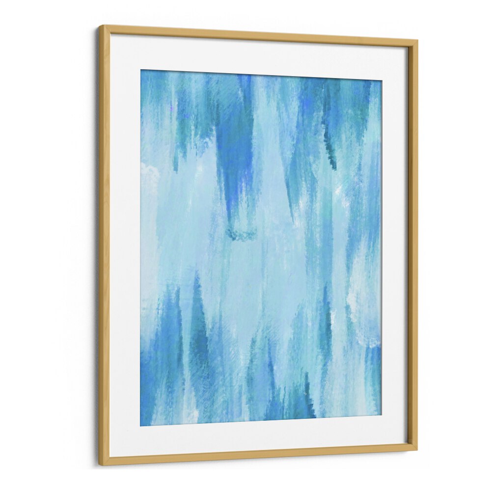 Blue Cave by Martina Abstract Paintings in Oak Wood Frame With Mount