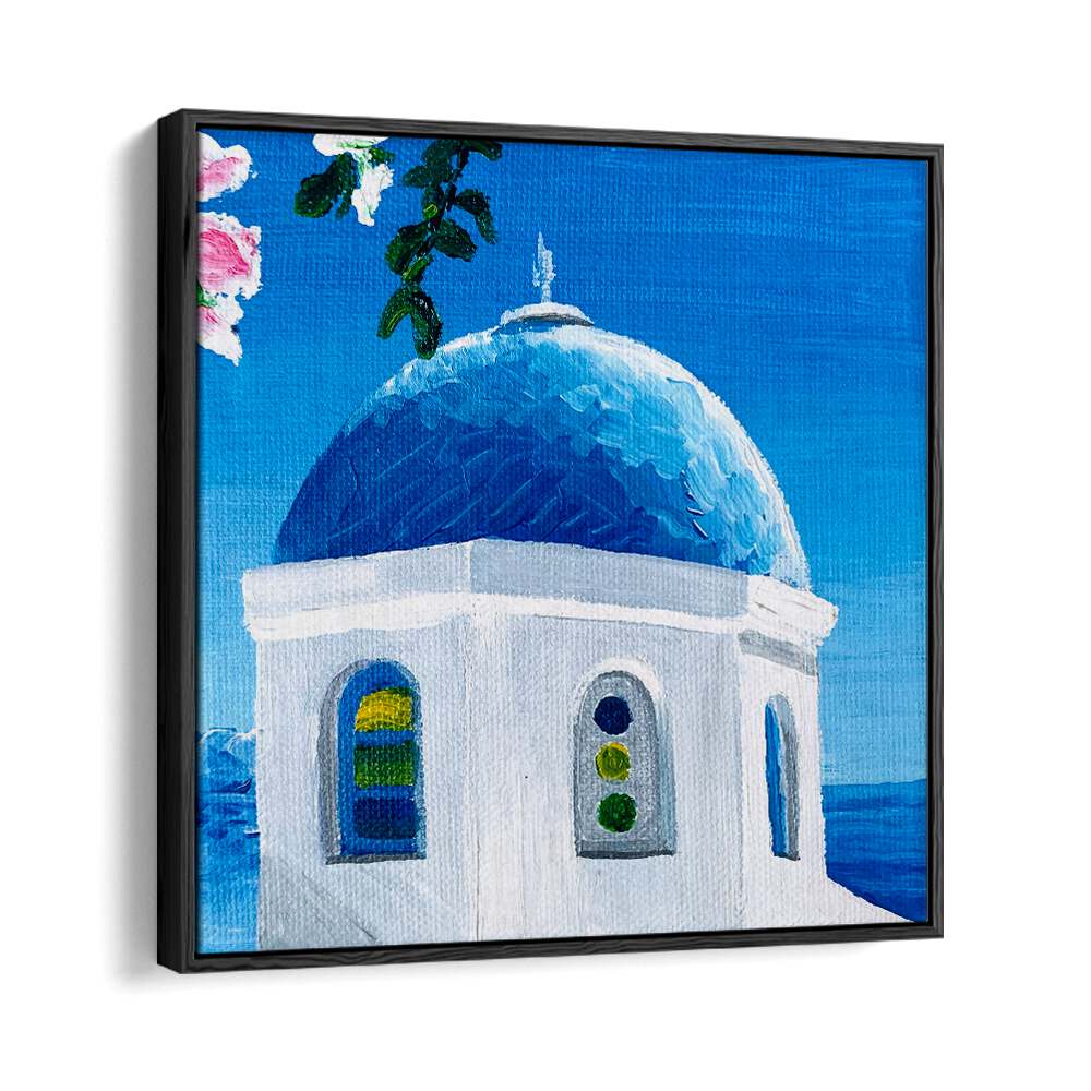 Blue Dome By Key And Sea Creative Travel Art Print in Black Floater Frame