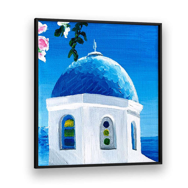 Blue Dome By Key And Sea Creative Travel Art Print in Black Plain Frame