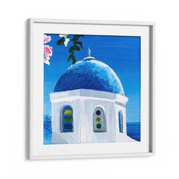 Blue Dome By Key And Sea Creative Travel Art Print in White Frame With Mount