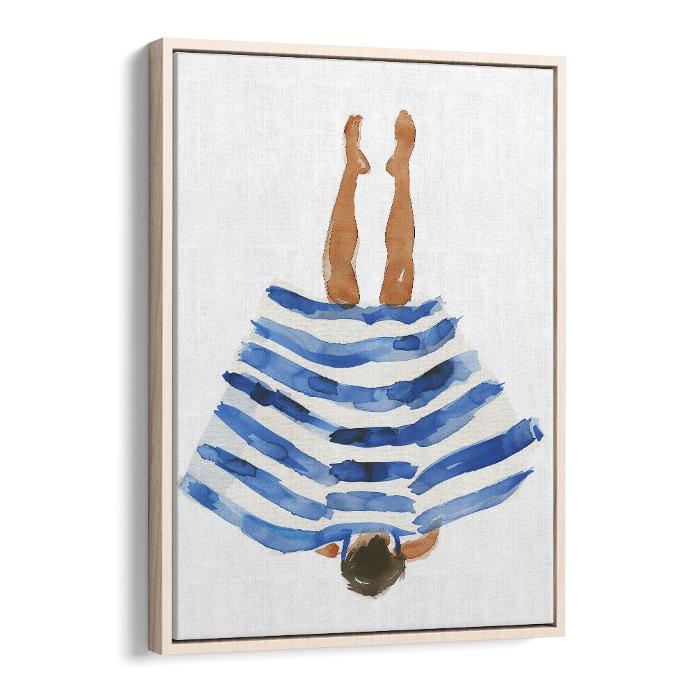 Elegant BLUE RANGER portraits showcase a woman in a striped dress, perfect for art lovers and home decor enthusiasts.