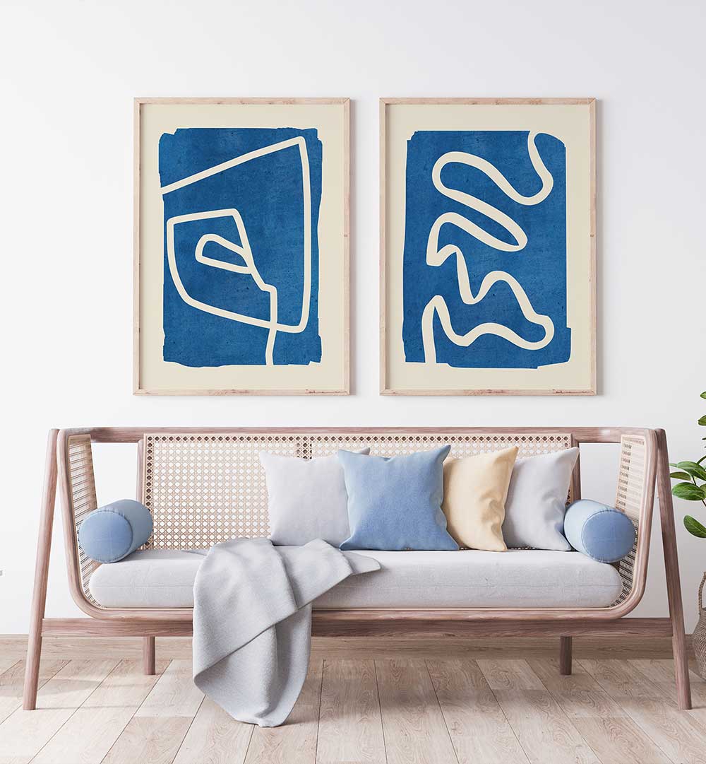 BLUE RHYTHM SET , SET OF 2 PAINTINGS