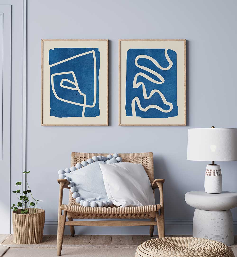 BLUE RHYTHM SET , SET OF 2 PAINTINGS