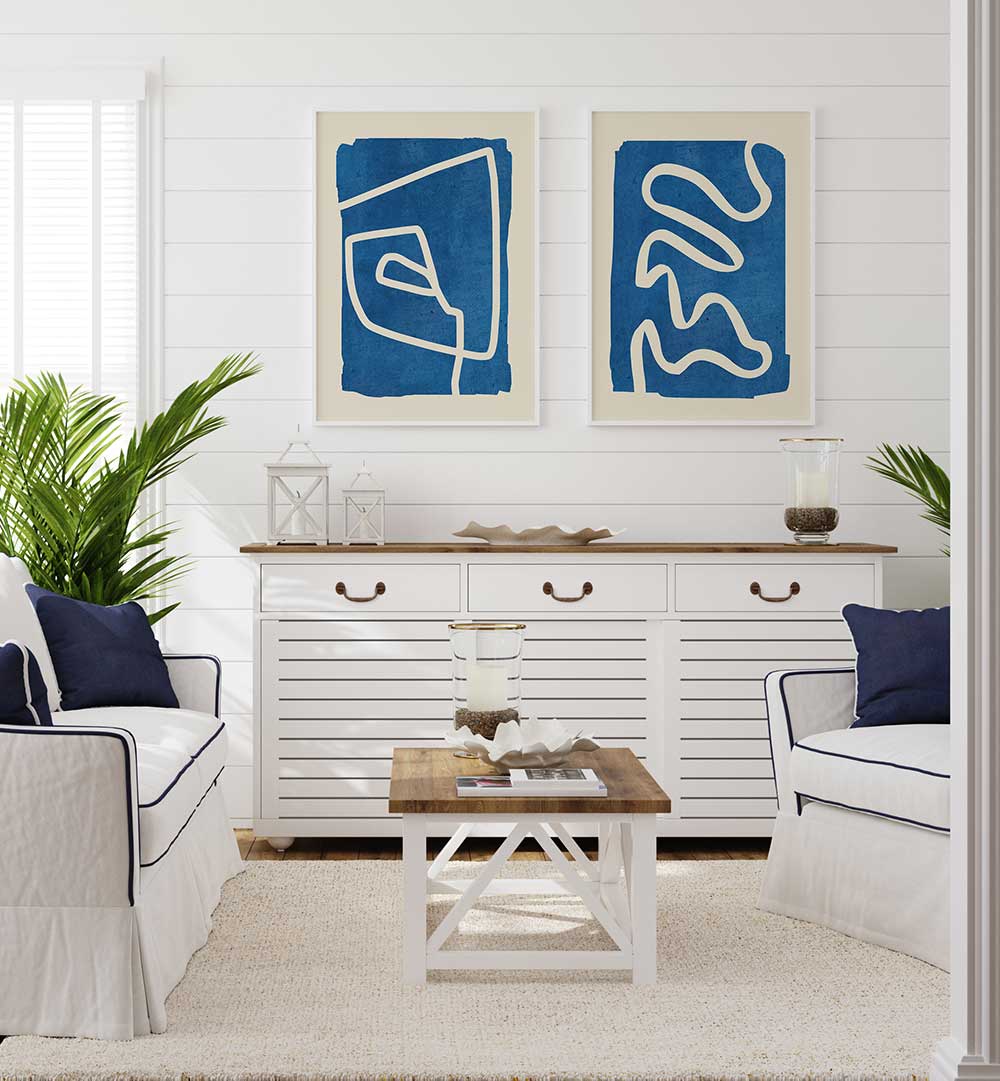 BLUE RHYTHM SET , SET OF 2 PAINTINGS