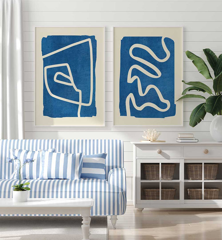 BLUE RHYTHM SET , SET OF 2 PAINTINGS