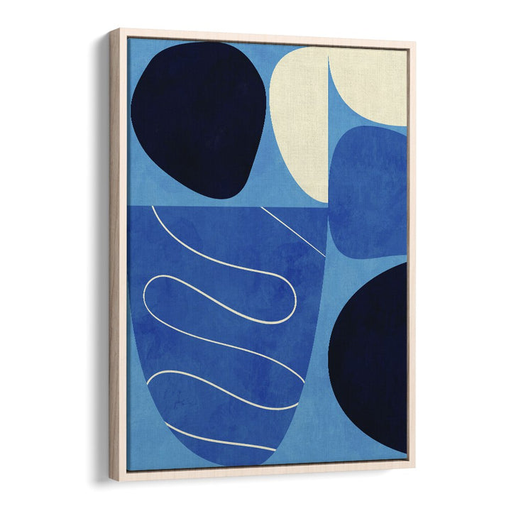 Blue Shapes Play I By Ana Rut Bre Abstract Art Abstract Wall Art in Oak Wood Floater Frame