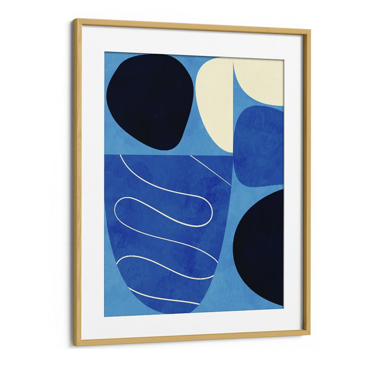 Blue Shapes Play I By Ana Rut Bre Abstract Art Abstract Wall Art in Oak Wood Frame With Mount