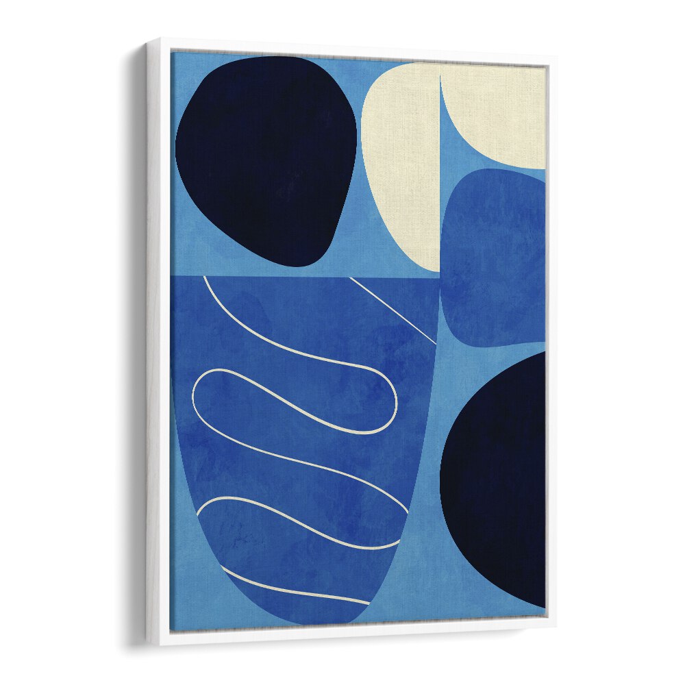 Blue Shapes Play I By Ana Rut Bre Abstract Art Abstract Wall Art in White Floater Frame