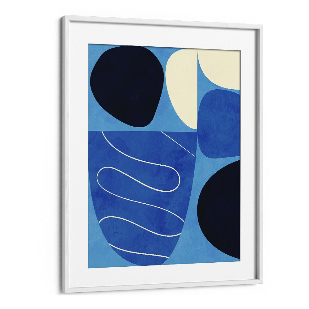 Blue Shapes Play I By Ana Rut Bre Abstract Art Abstract Wall Art in White Frame With Mount