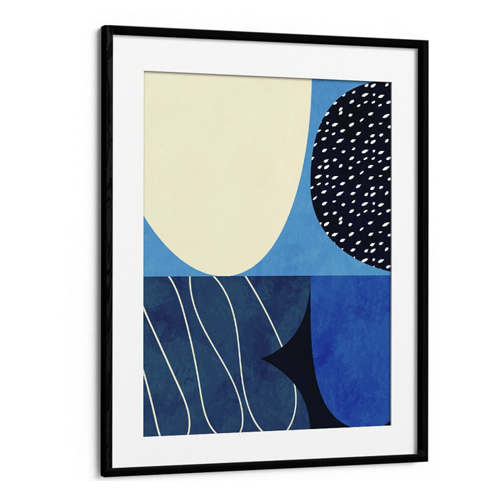 Blue Shapes Play II By Ana Rut Bre Abstract Art Abstract Wall Art in Black Frame With Mount