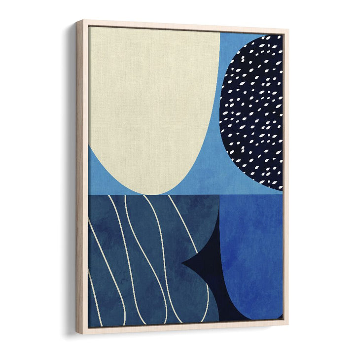 Blue Shapes Play II By Ana Rut Bre Abstract Art Abstract Wall Art in Oak Wood Floater Frame