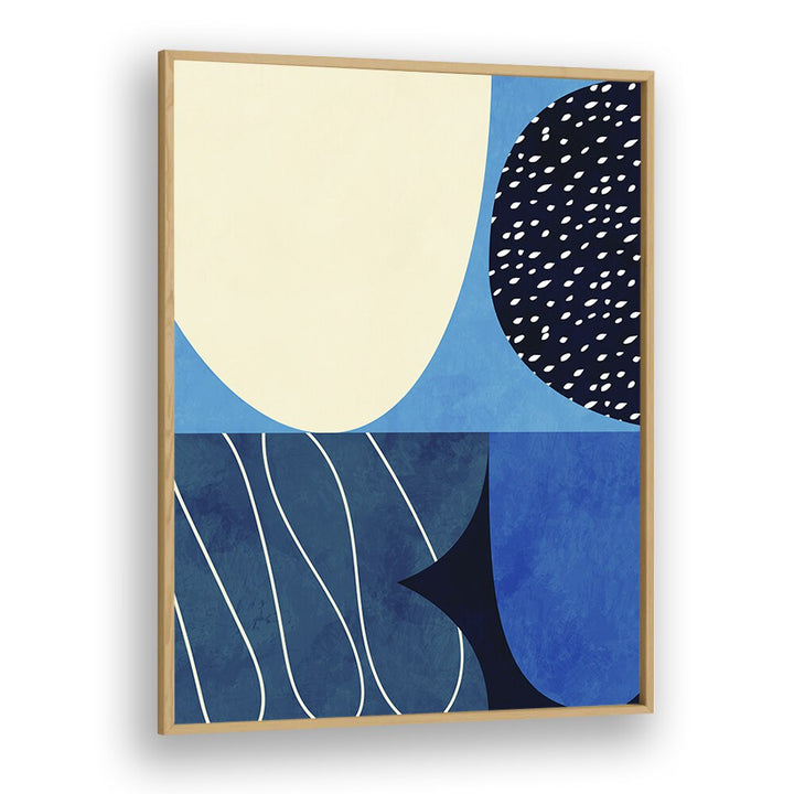 Blue Shapes Play II By Ana Rut Bre Abstract Art Abstract Wall Art in Oak Wood Plain Frame