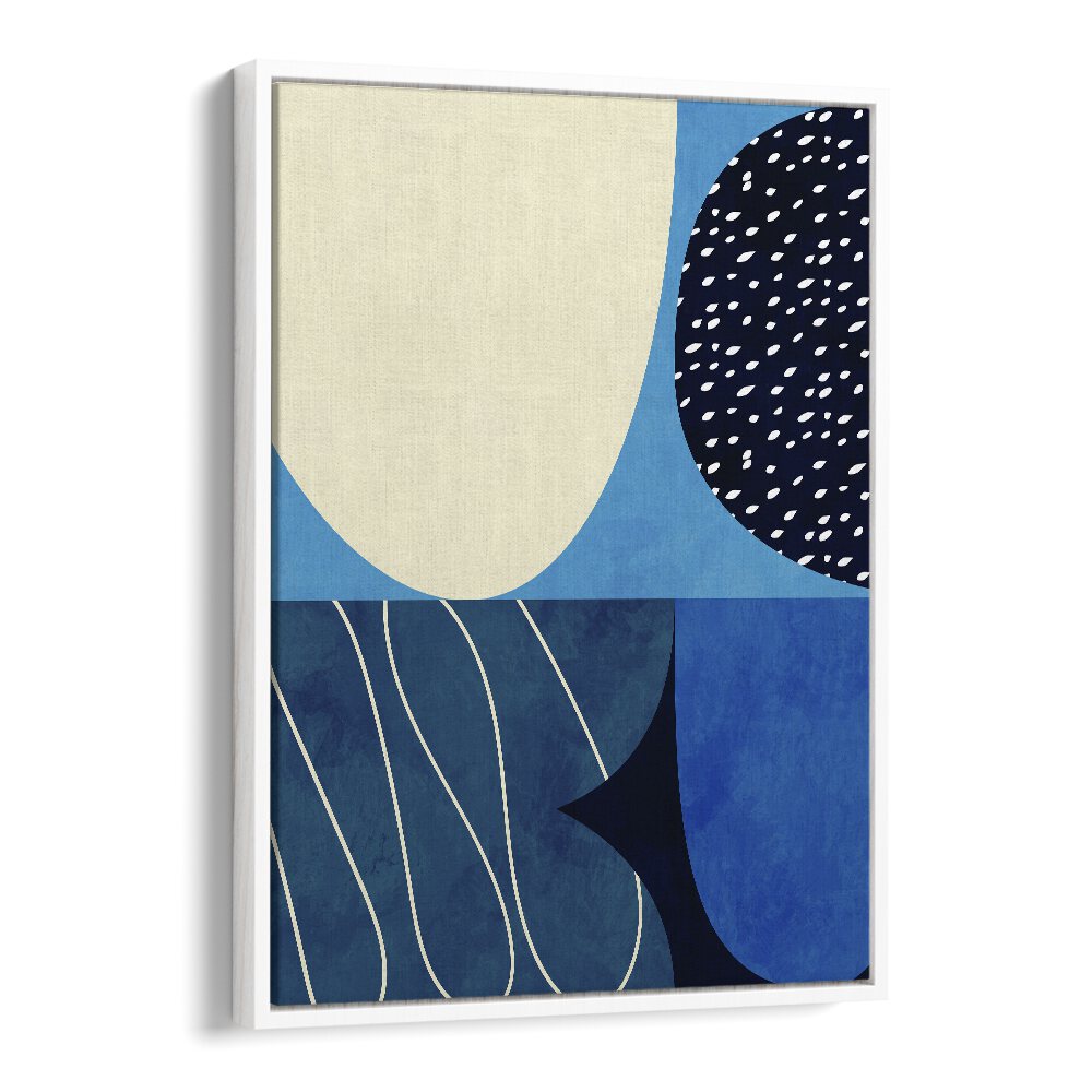 Blue Shapes Play II By Ana Rut Bre Abstract Art Abstract Wall Art in White Floater Frame