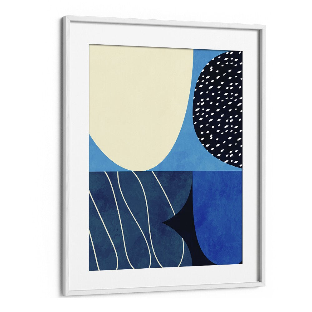 Blue Shapes Play II By Ana Rut Bre Abstract Art Abstract Wall Art in White Frame With Mount