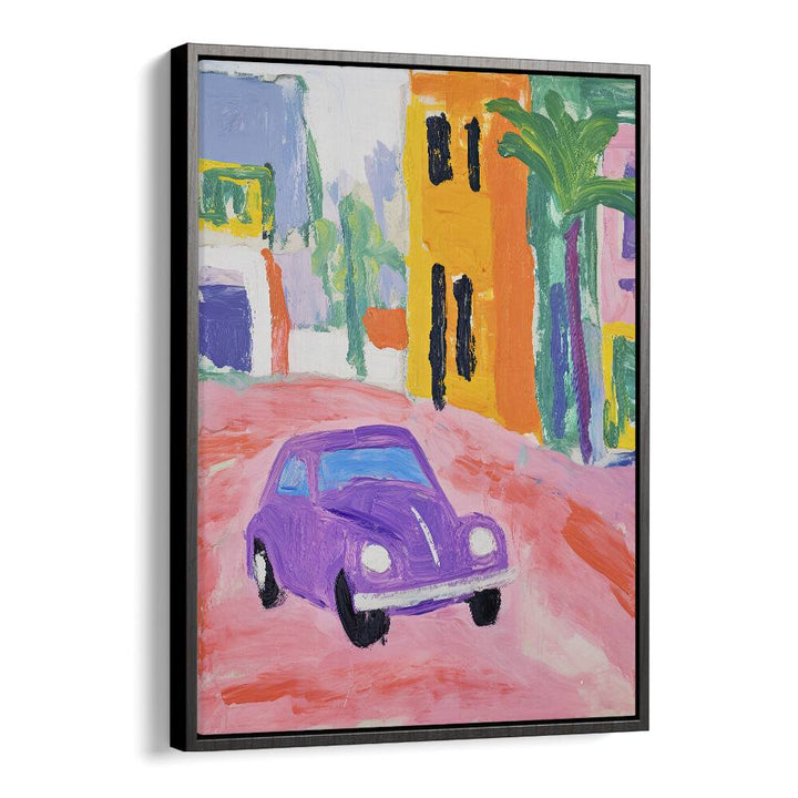 Blue Shelby  Kids Paintings in Black Floater Frame