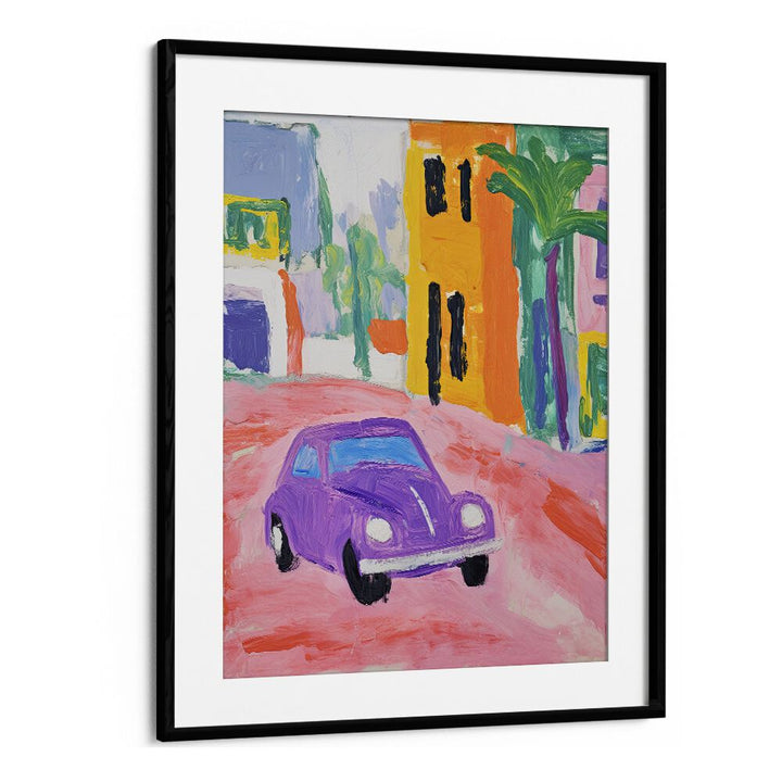 Blue Shelby  Kids Paintings in Black Frame With Mount