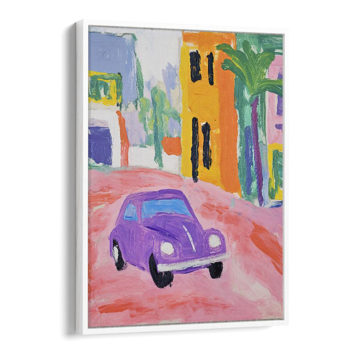 Blue Shelby  Kids Paintings in White Floater Frame