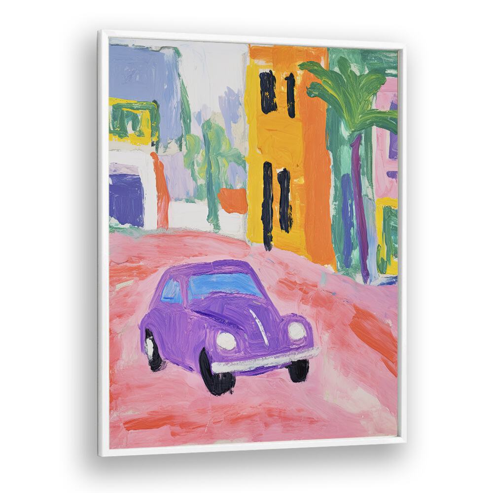 Blue Shelby  Kids Paintings in White Plain Frame