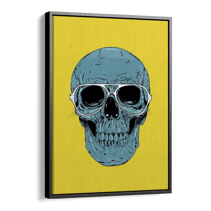 Blue Skull By Balazs Solti Art Prints in Black Floater Frame