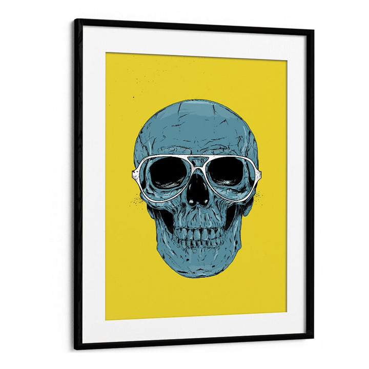 Blue Skull By Balazs Solti Art Prints in Black Frame With Mount