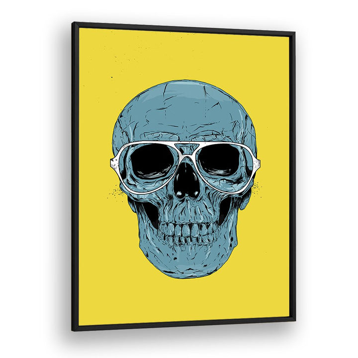 Blue Skull By Balazs Solti Art Prints in Black Plain Frame