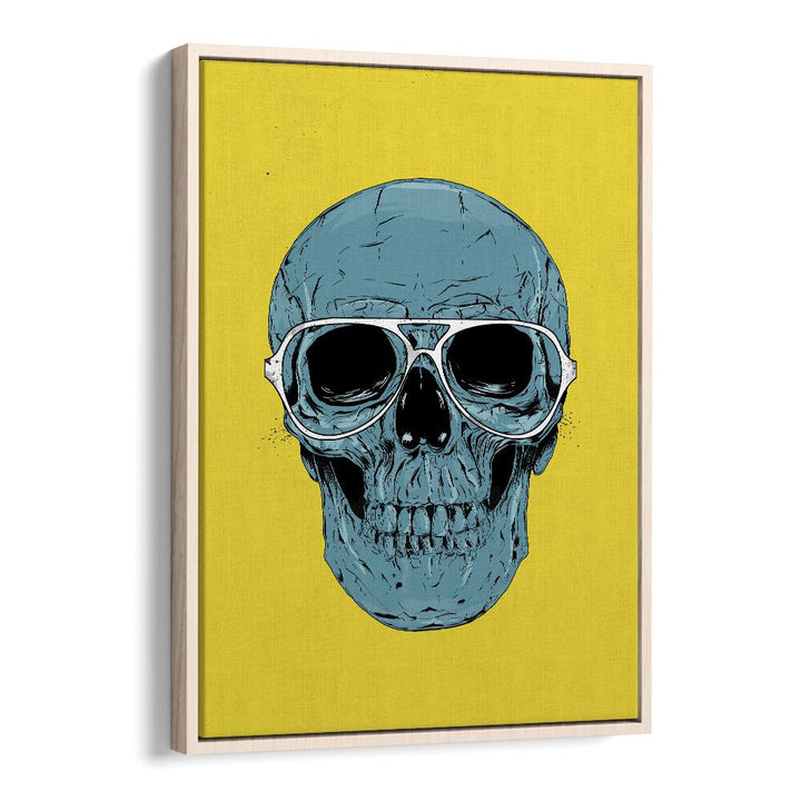 Blue Skull By Balazs Solti Art Prints in Oak Wood Floater Frame