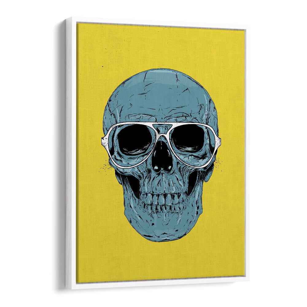 Blue Skull By Balazs Solti Art Prints in White Floater Frame