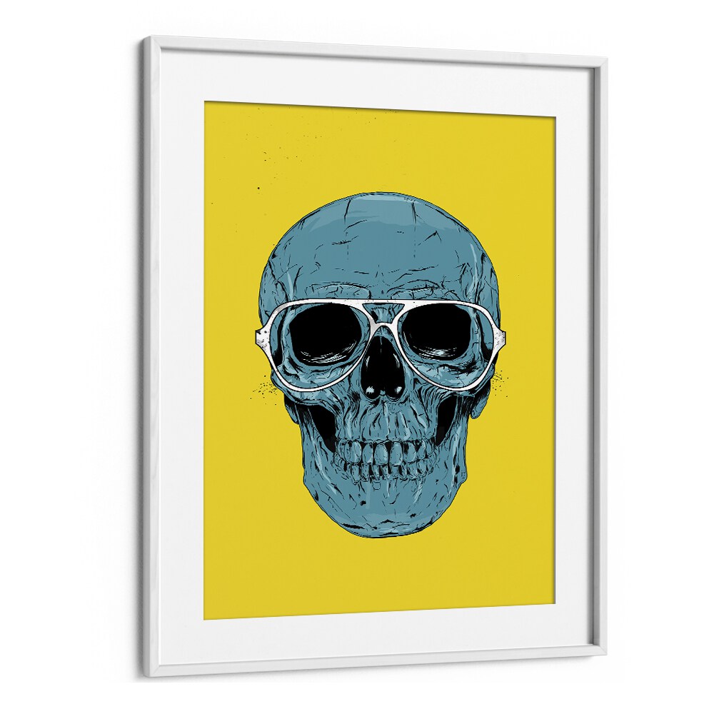 Blue Skull By Balazs Solti Art Prints in White Frame With Mount