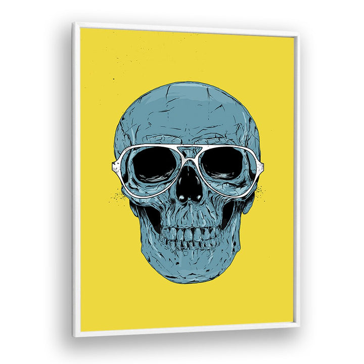 Blue Skull By Balazs Solti Art Prints in White Plain Frame