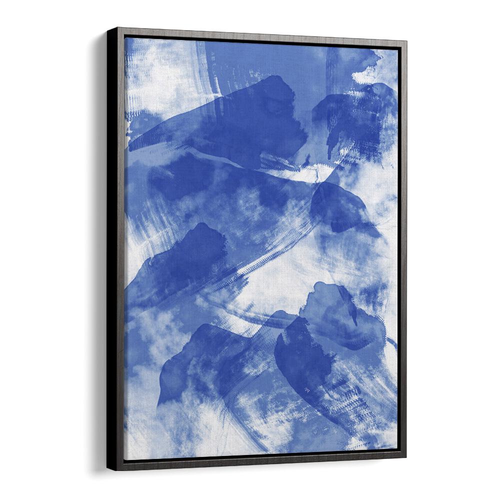 Blue Storm by Martina Abstract Paintings in Black Floater Frame