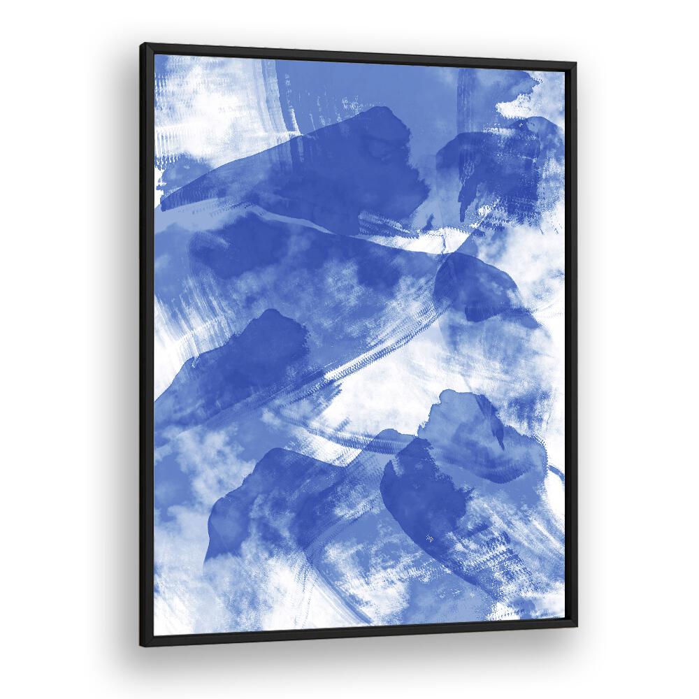 Blue Storm by Martina Abstract Paintings in Black Plain Frame