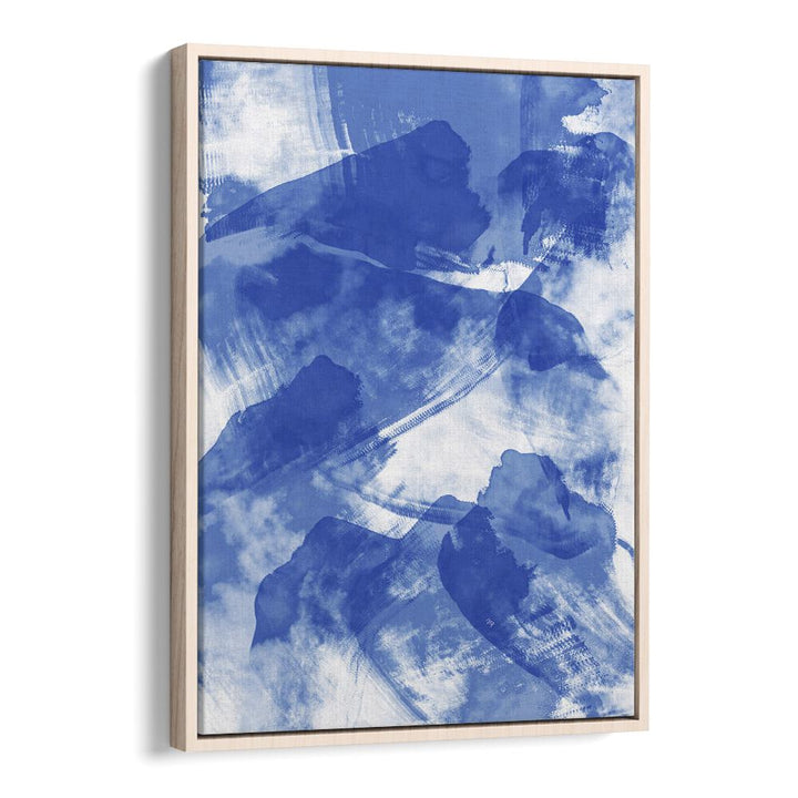 Blue Storm by Martina Abstract Paintings in Oak Wood Floater Frame