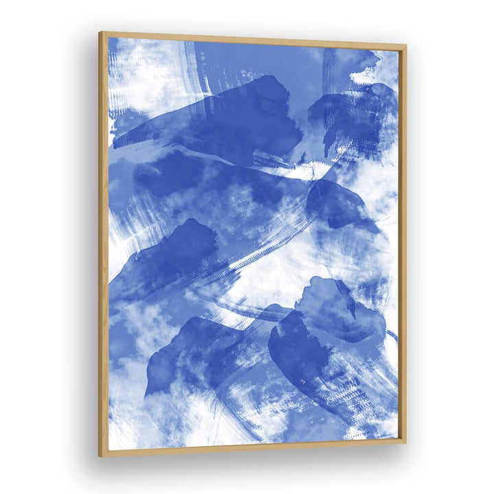 Blue Storm by Martina Abstract Paintings in Oak Wood Plain Frame