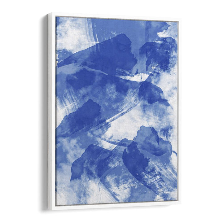 Blue Storm by Martina Abstract Paintings in White Floater Frame