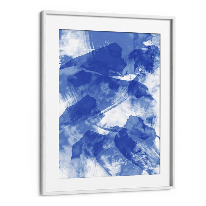 Blue Storm by Martina Abstract Paintings in White Frame With Mount